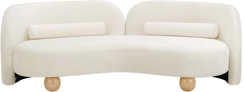 Daphne 89" Velvet Upholstered Sofa in Cream - 44002Cream-S