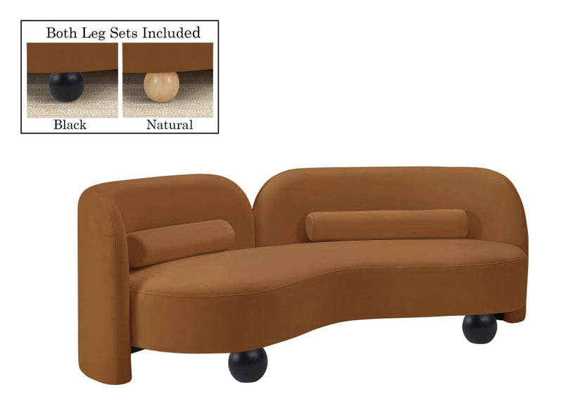 Daphne 89" Velvet Upholstered Sofa in Saddle - 44002Saddle-S