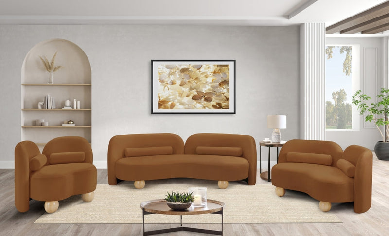 Daphne 89" Velvet Upholstered Sofa in Saddle - 44002Saddle-S