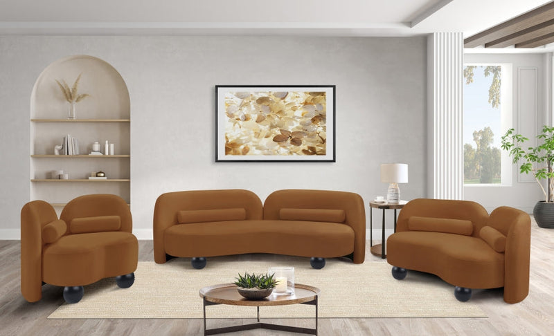 Daphne 89" Velvet Upholstered Sofa in Saddle - 44002Saddle-S