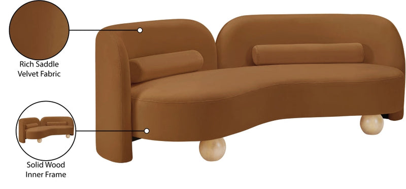 Daphne 89" Velvet Upholstered Sofa in Saddle - 44002Saddle-S
