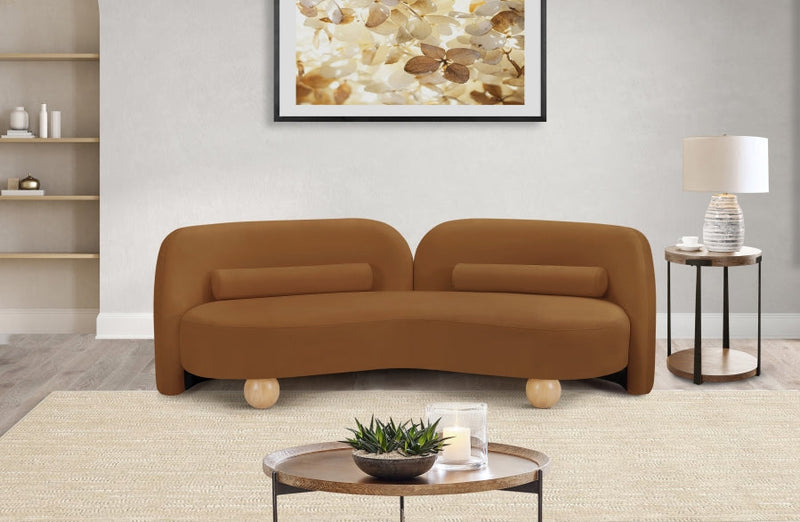 Daphne 89" Velvet Upholstered Sofa in Saddle - 44002Saddle-S