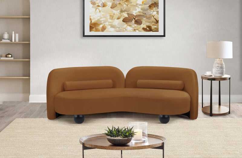 Daphne 89" Velvet Upholstered Sofa in Saddle - 44002Saddle-S
