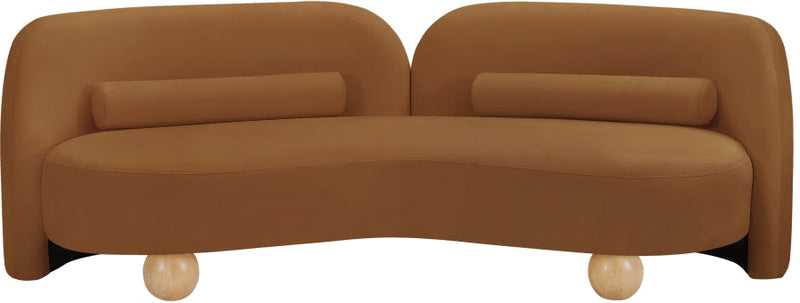 Daphne 89" Velvet Upholstered Sofa in Saddle - 44002Saddle-S