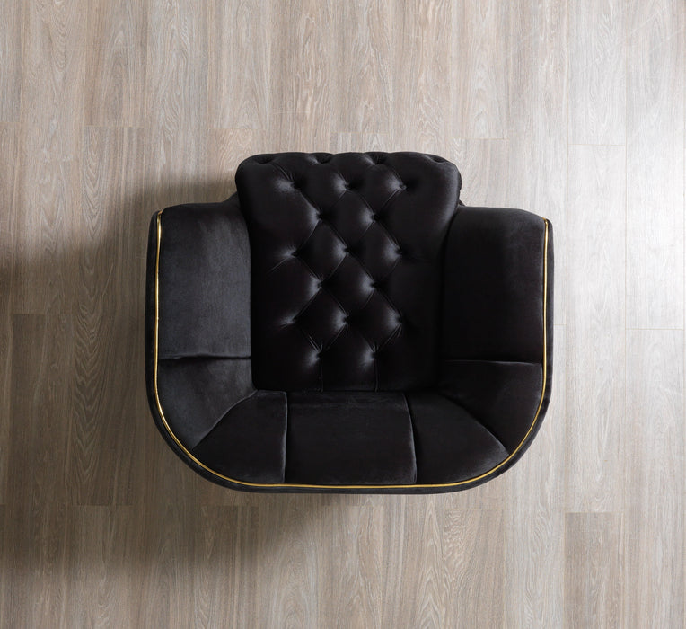 Daphne Black Velvet Chair - DAPHNE CHAIR-BLACK