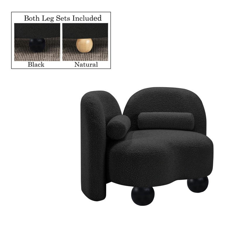 Daphne Boucle Fabric Upholstered Chair in Black - 44003Black-C
