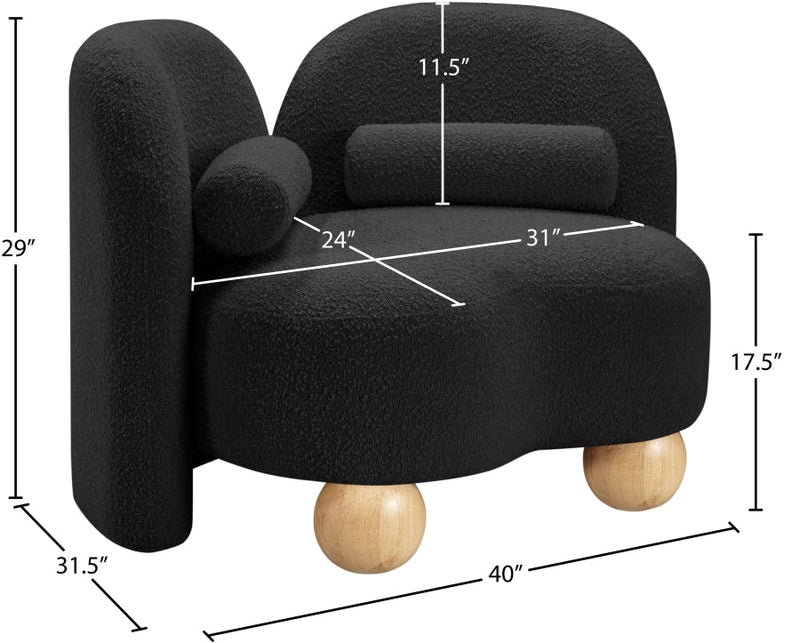 Daphne Boucle Fabric Upholstered Chair in Black - 44003Black-C
