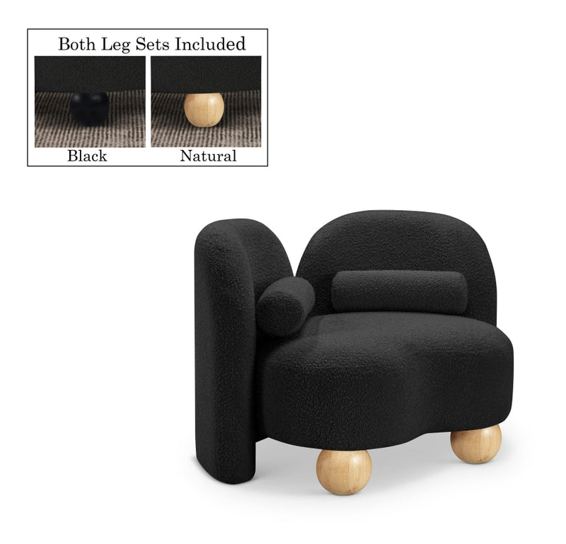 Daphne Boucle Fabric Upholstered Chair in Black - 44003Black-C