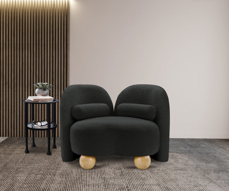 Daphne Boucle Fabric Upholstered Chair in Black - 44003Black-C