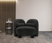 Daphne Boucle Fabric Upholstered Chair in Black - 44003Black-C