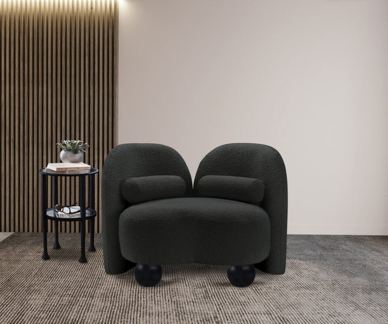 Daphne Boucle Fabric Upholstered Chair in Black - 44003Black-C