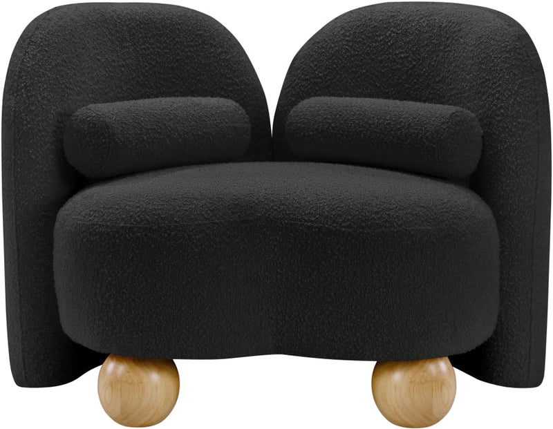 Daphne Boucle Fabric Upholstered Chair in Black - 44003Black-C