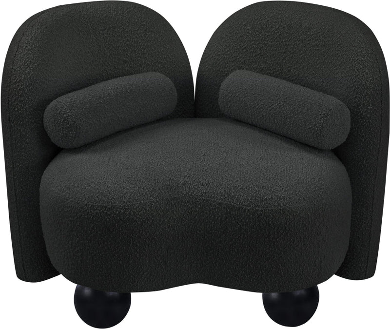 Daphne Boucle Fabric Upholstered Chair in Black - 44003Black-C