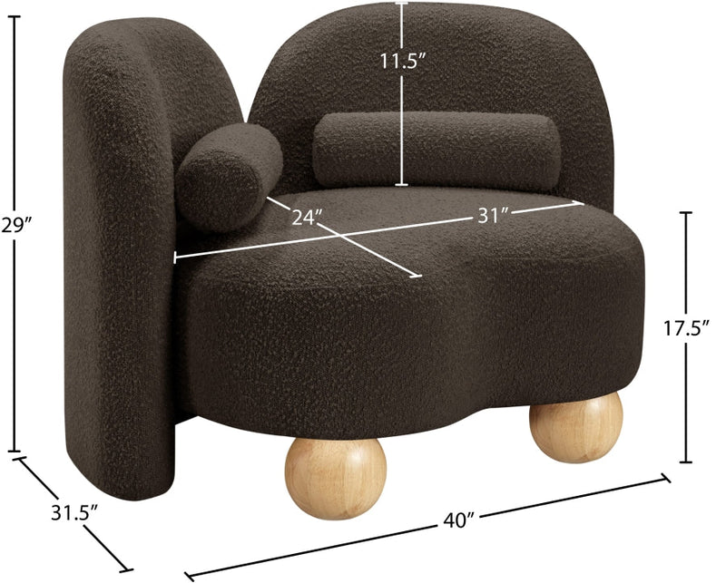 Daphne Boucle Fabric Upholstered Chair in Brown - 44003Brown-C