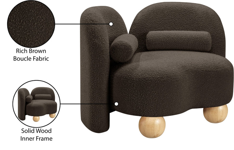 Daphne Boucle Fabric Upholstered Chair in Brown - 44003Brown-C