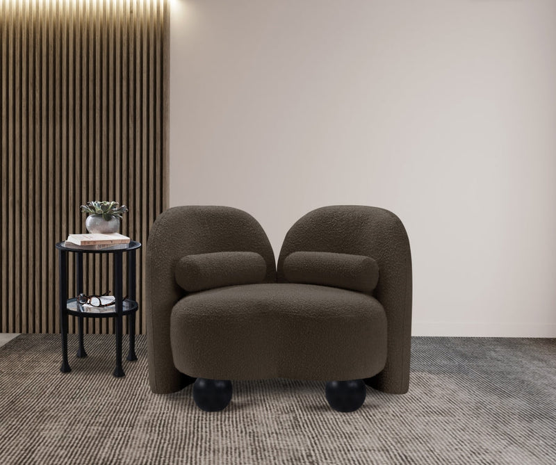 Daphne Boucle Fabric Upholstered Chair in Brown - 44003Brown-C