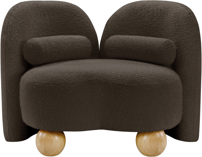 Daphne Boucle Fabric Upholstered Chair in Brown - 44003Brown-C