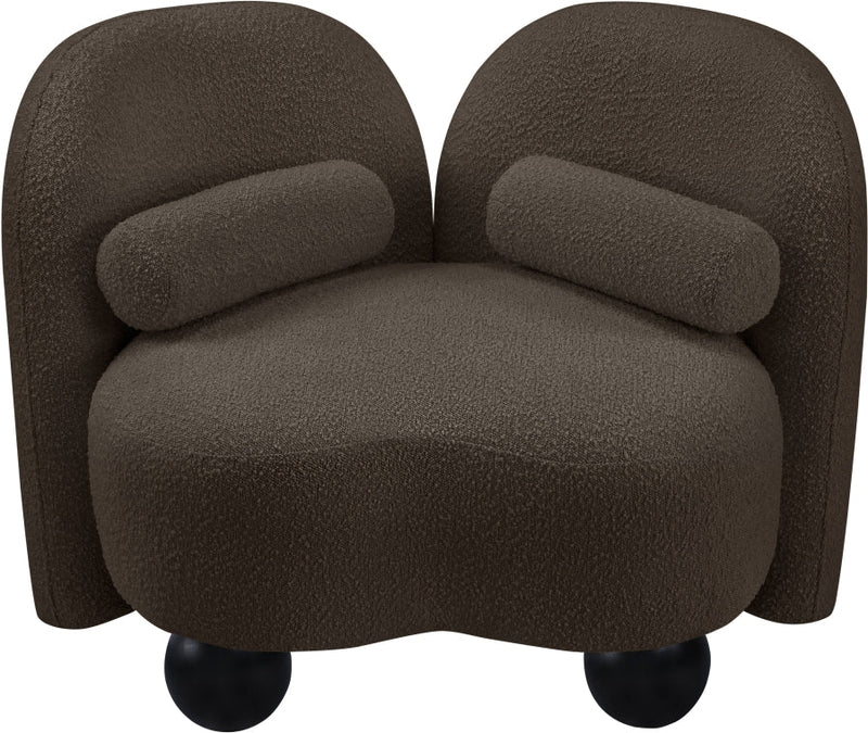 Daphne Boucle Fabric Upholstered Chair in Brown - 44003Brown-C