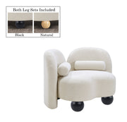 Daphne Boucle Fabric Upholstered Chair in Cream - 44003Cream-C