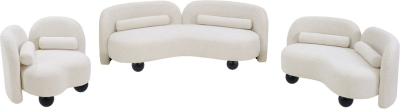 Daphne Boucle Fabric Upholstered Chair in Cream - 44003Cream-C
