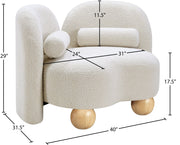 Daphne Boucle Fabric Upholstered Chair in Cream - 44003Cream-C