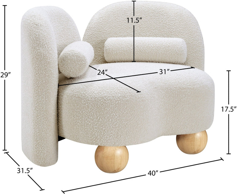 Daphne Boucle Fabric Upholstered Chair in Cream - 44003Cream-C