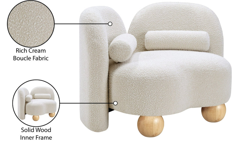 Daphne Boucle Fabric Upholstered Chair in Cream - 44003Cream-C