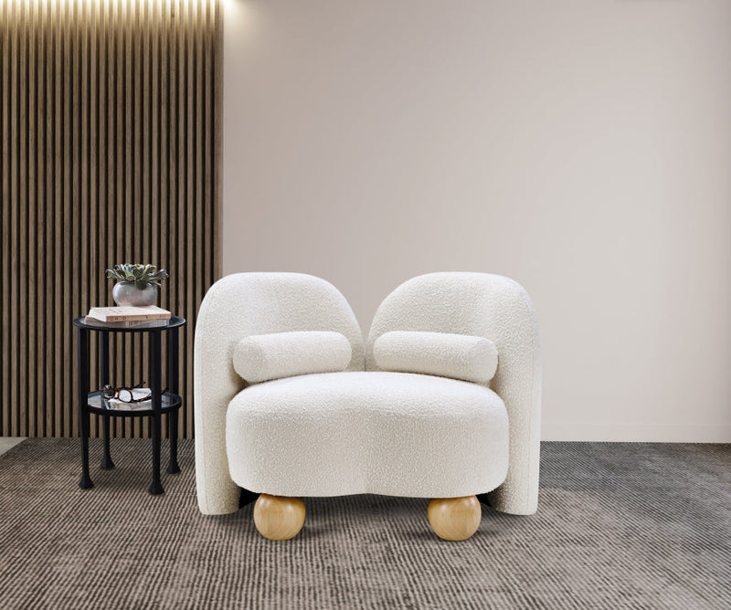 Daphne Boucle Fabric Upholstered Chair in Cream - 44003Cream-C