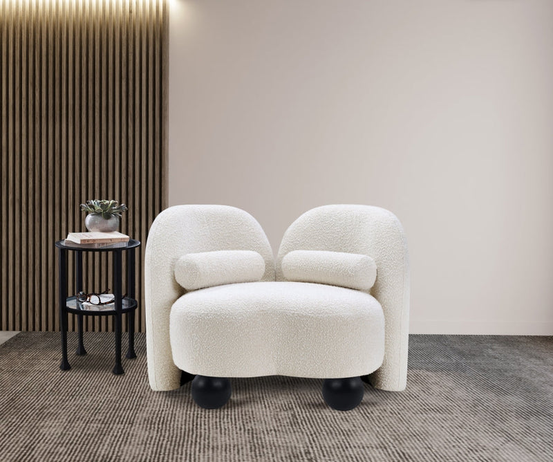 Daphne Boucle Fabric Upholstered Chair in Cream - 44003Cream-C