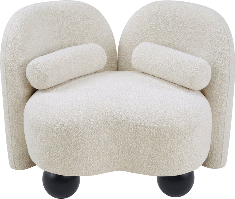 Daphne Boucle Fabric Upholstered Chair in Cream - 44003Cream-C