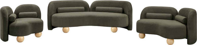 Daphne Boucle Fabric Upholstered Chair in Olive - 44003Olive-C