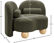 Daphne Boucle Fabric Upholstered Chair in Olive - 44003Olive-C