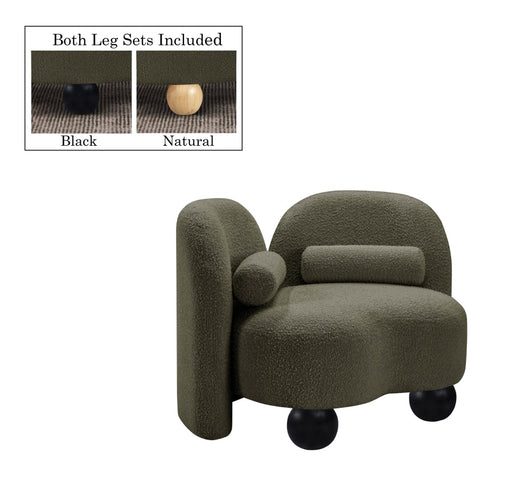 Daphne Boucle Fabric Upholstered Chair in Olive - 44003Olive-C