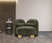 Daphne Boucle Fabric Upholstered Chair in Olive - 44003Olive-C