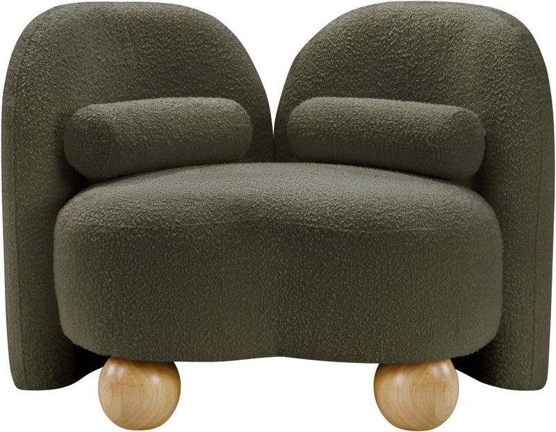 Daphne Boucle Fabric Upholstered Chair in Olive - 44003Olive-C