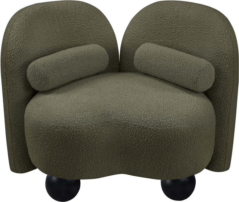 Daphne Boucle Fabric Upholstered Chair in Olive - 44003Olive-C