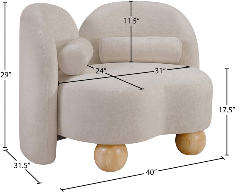 Daphne Chenille Fabric Upholstered Chair in Beige - 44001Beige-C