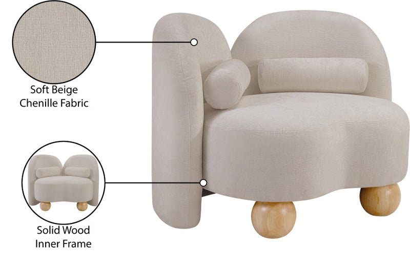 Daphne Chenille Fabric Upholstered Chair in Beige - 44001Beige-C