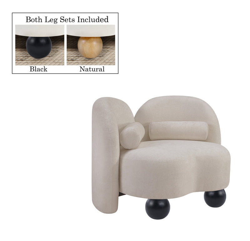 Daphne Chenille Fabric Upholstered Chair in Beige - 44001Beige-C