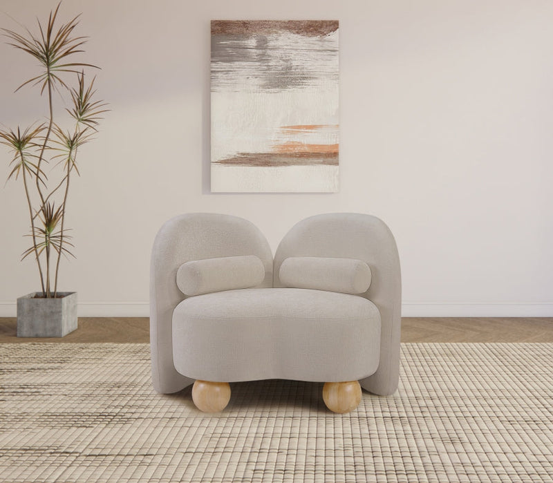 Daphne Chenille Fabric Upholstered Chair in Beige - 44001Beige-C