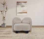Daphne Chenille Fabric Upholstered Chair in Beige - 44001Beige-C