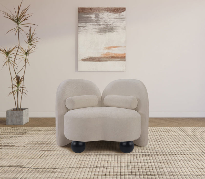 Daphne Chenille Fabric Upholstered Chair in Beige - 44001Beige-C