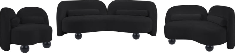 Daphne Chenille Fabric Upholstered Chair in Black - 44001Black-C