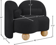 Daphne Chenille Fabric Upholstered Chair in Black - 44001Black-C