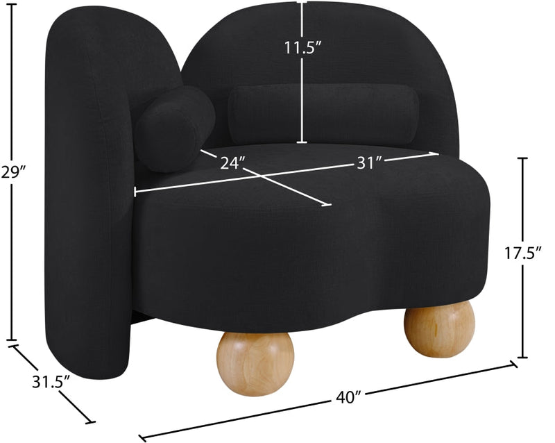 Daphne Chenille Fabric Upholstered Chair in Black - 44001Black-C