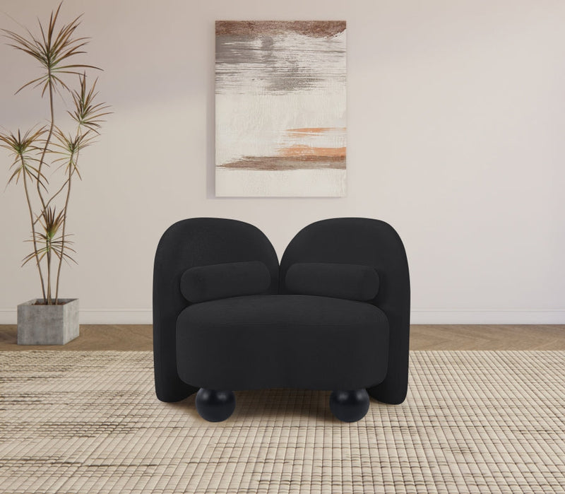 Daphne Chenille Fabric Upholstered Chair in Black - 44001Black-C