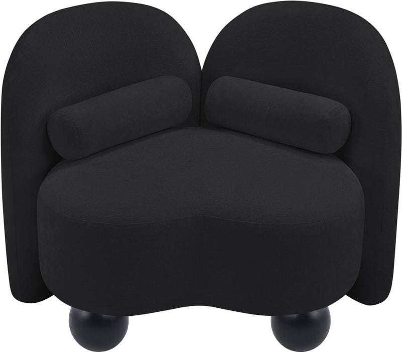 Daphne Chenille Fabric Upholstered Chair in Black - 44001Black-C