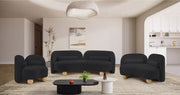 Daphne Chenille Fabric Upholstered Chair in Black - 44001Black-C