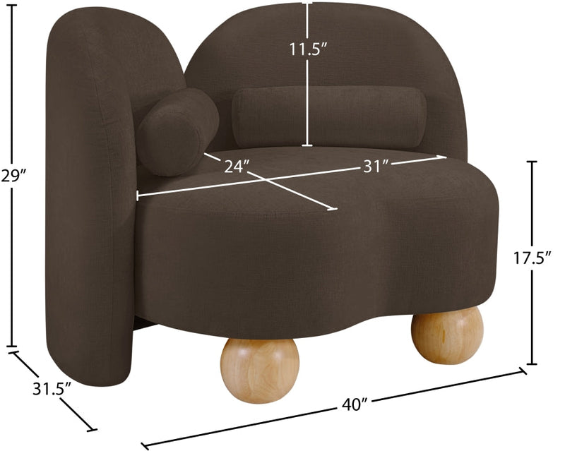 Daphne Chenille Fabric Upholstered Chair in Brown - 44001Brown-C