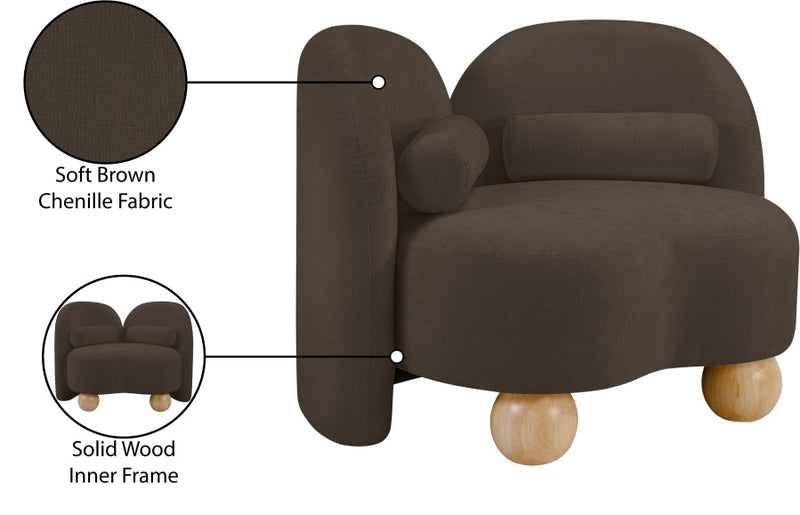 Daphne Chenille Fabric Upholstered Chair in Brown - 44001Brown-C